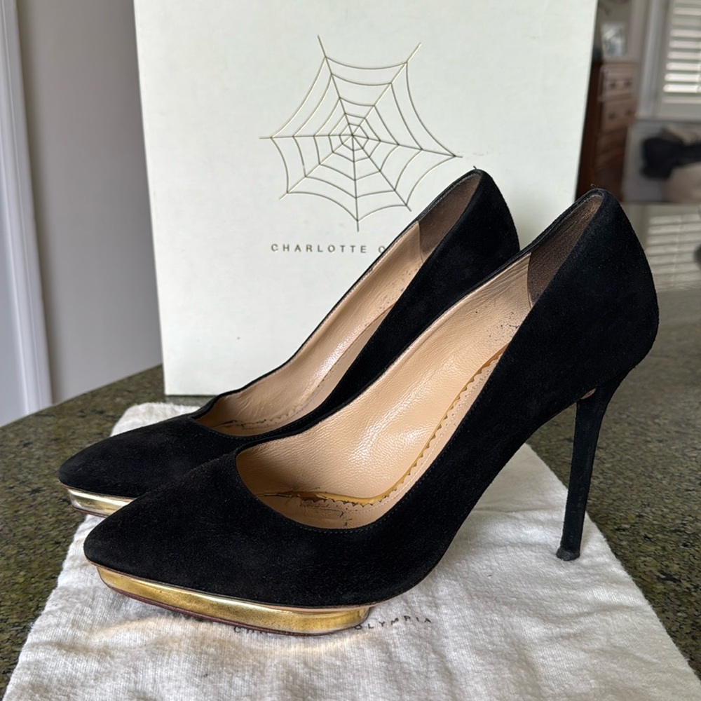 Charlotte Olympia Debbie Black Seude**